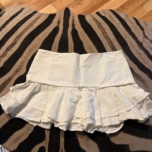 White Ruffled Mini Skirt